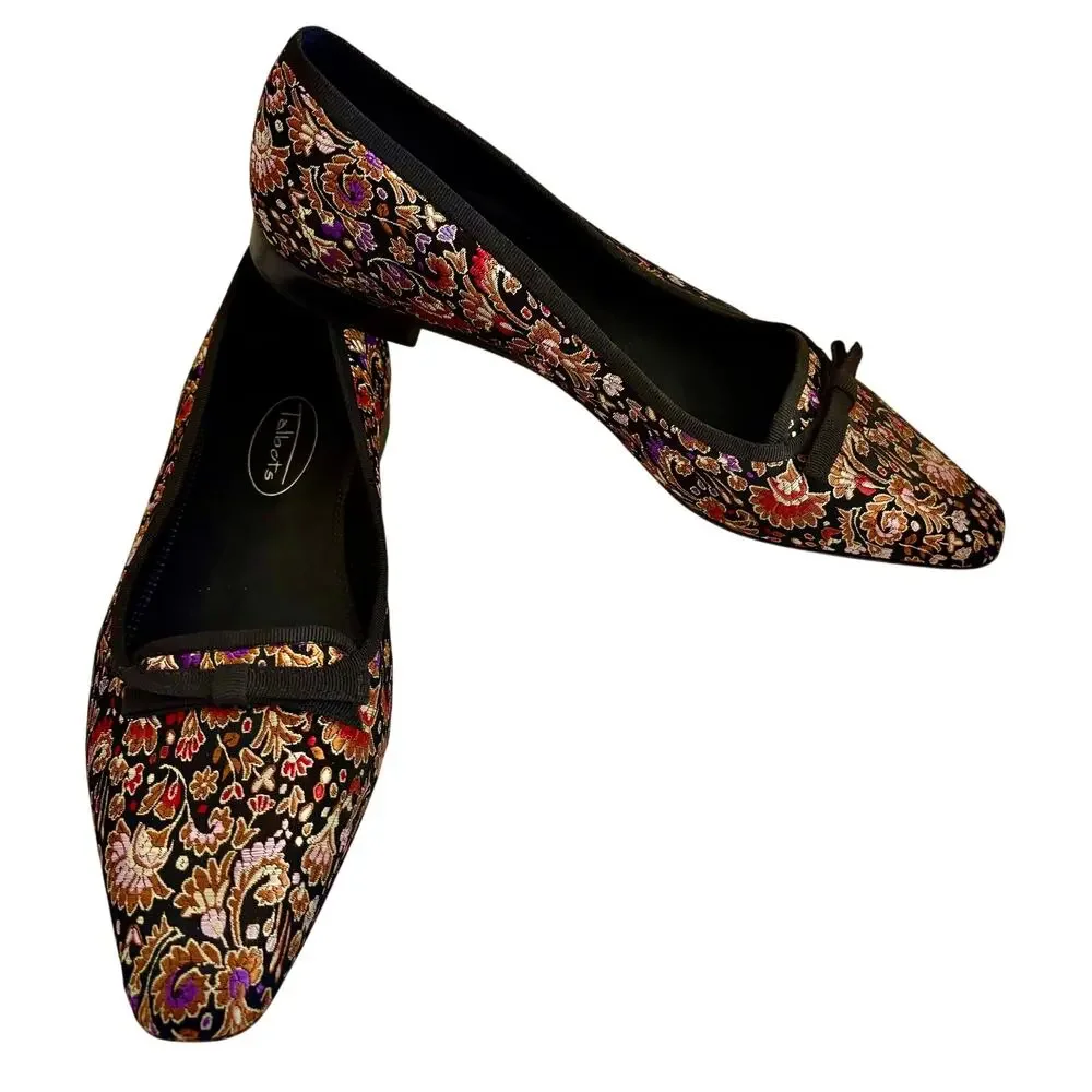 Talbots Metallic Satin Tapestry Brocade Ballet Flats Shoes Medieval Renaissance